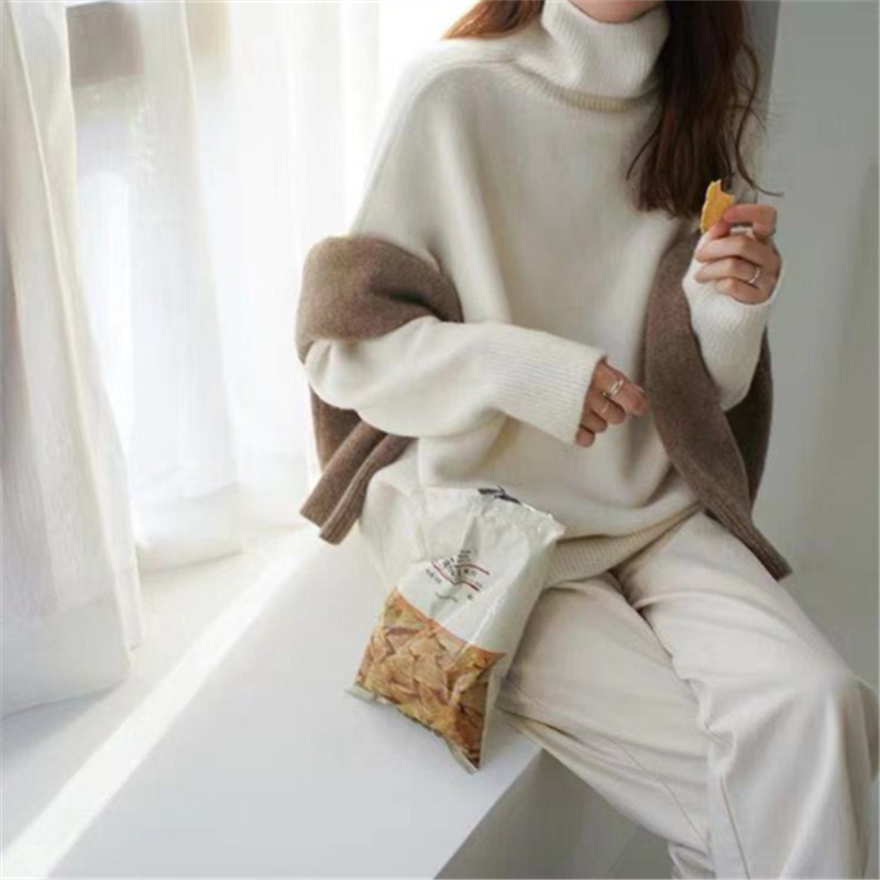 Women Sweater Pullover Female Knitting Overszie Sweaters Long Sleeve Girls Loose Elegant Knitted Thick Outerwear Plus Size 201222
