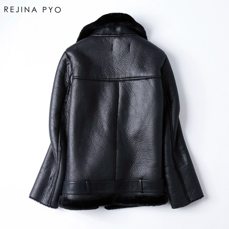REJINAPYO Women Moto&Biker Style PU waterproof Outwear Jackets Female Slim Turndown Collar faux fur Lady Short Coat Jackets T200212