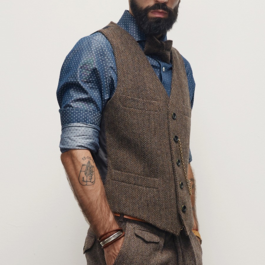 2021 Classic Gray Groom Vests Wool Groomsmen Vest Slim Fit Mens Dress Suit Vest Prom Dinner Party Wedding Attire Waistcoat Custom Made