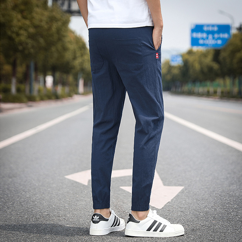 Summer Men's Linen pants Hip Hop Ankle-Length Men Pencil Pants Solid color Breathable comfort Fashion Linen Pants Men 5XL 201027
