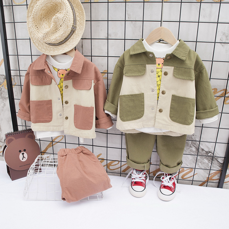 2020 Children Mixed Colors Fold-down Collar Long Sleeve Single-Breasted Jacket Casual BOY'S Versatile Autumn ClothingX1019