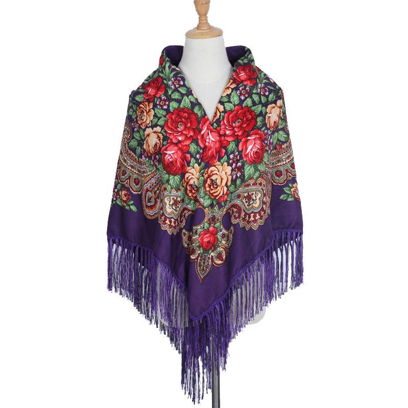 135*135cm Women Russian Square Scarf National Wind Fringed Scarves Winter Blanket Shawl Ladies Retro Floral Pattern Hijab Wraps
135*135cm Women Russian Square Scarf National Wind Fringed Scarves Winter Blanket Shawl Ladies Retro Floral Pattern Hijab Wraps