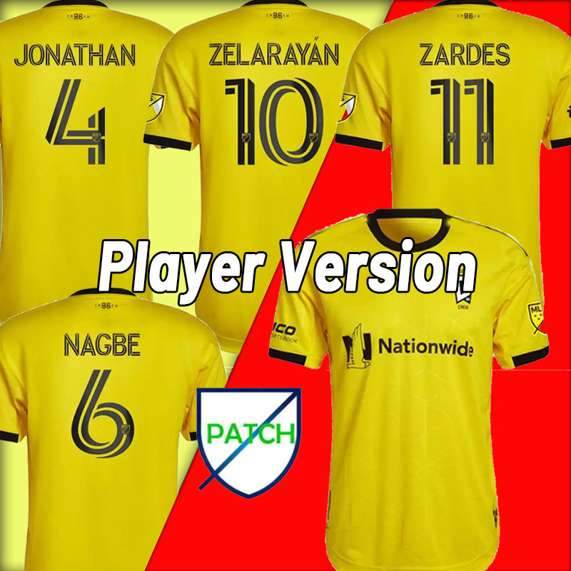 MLS 22 23 Columbus Soccer Jerseys Crew Home Yellow 2022 2023 Jonathan Nagbe Zardes Zelaryan Zelarayan Player Version, Home player vesion+patch