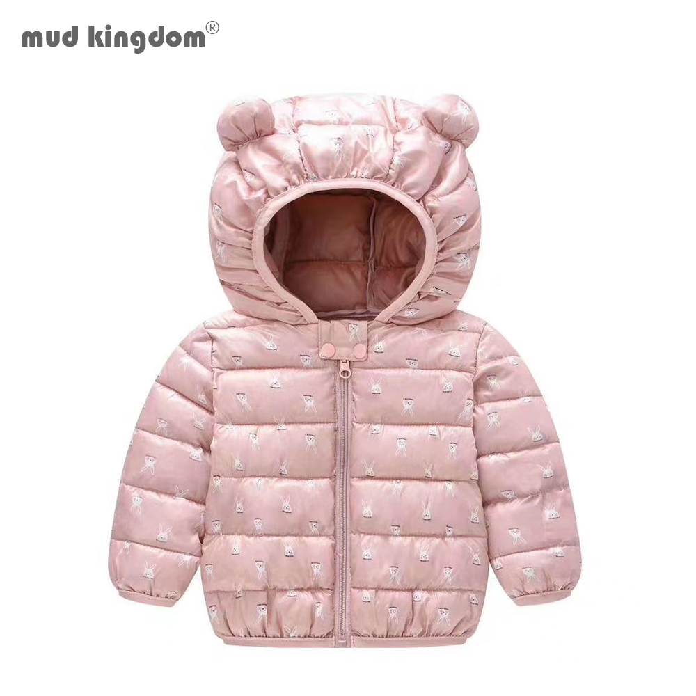 Mudkingdom Toddler Boys Girls Puffer Jackets Cute Bunny Ear Hooded Autumn Winter Long Sleeve Warm Jackets for Kids Clothes LJ201203
