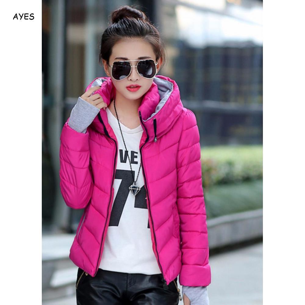 Red Parka Jacket Yellow Thick Winter Parkas Coat Solid Color Puffer Jacket Women Winter Basic Parka Plus Size Ladies Hooded Coat 201019