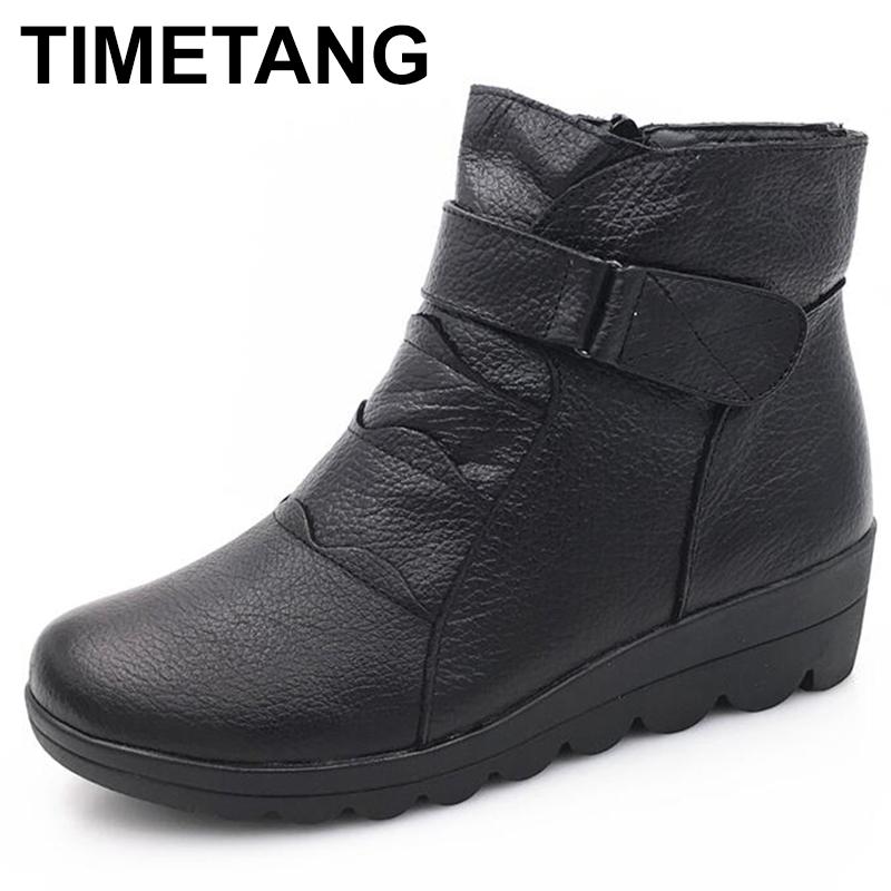 TIMETANG New woman brand snow boots woman zip genuine leather boots cotton-padded winter shoes warm Antiskid autumn bootsE245, Black 
TIMETANG New woman brand snow boots woman zip genuine leather boots cotton-padded winter shoes warm Antiskid autumn bootsE245, Black