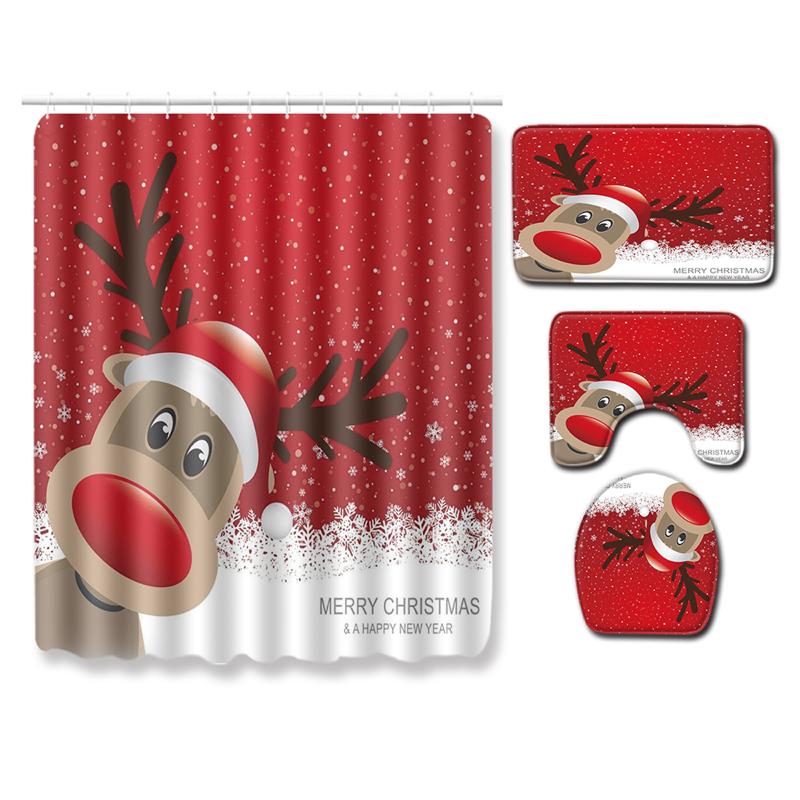 4 Pieces Bathroom Mat Set Waterproof Floral Print Shower Curtain+ Rug+ Toilet Lid Cover+ Bath Mat Christmas
4 Pieces Bathroom Mat Set Waterproof Floral Print Shower Curtain+ Rug+ Toilet Lid Cover+ Bath Mat Christmas