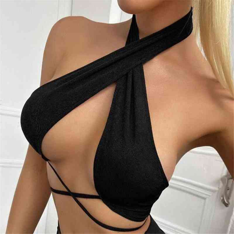 women summer strappy cross over front cut out halter neck sleeveless backless crop bandage vest woman clothes, White
women summer strappy cross over front cut out halter neck sleeveless backless crop bandage vest woman clothes, White