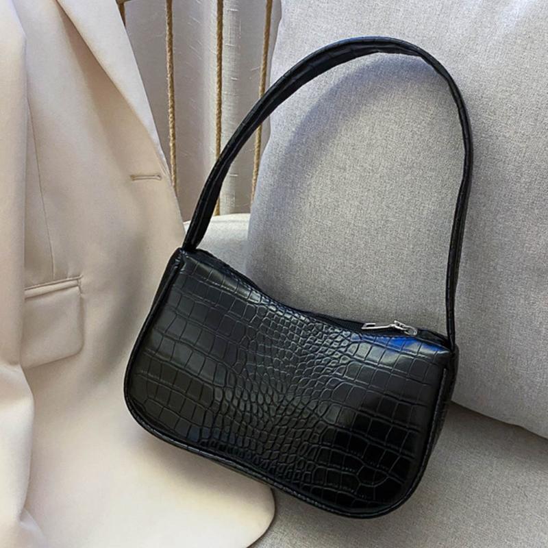 Retro Crocodile Pattern Baguette Bag Women Fashion PU Leather Armpit Bag French Shoulder Luxury Design Handbag Lady Purse, Black
Retro Crocodile Pattern Baguette Bag Women Fashion PU Leather Armpit Bag French Shoulder Luxury Design Handbag Lady Purse, Black