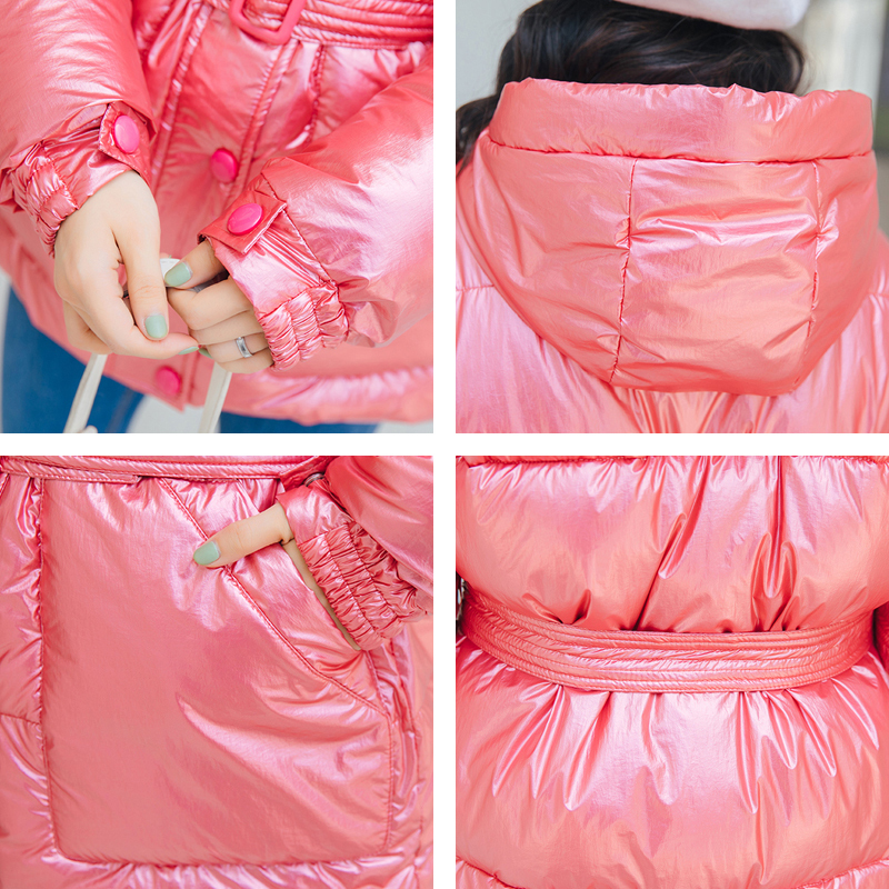 with sashes solid thick coats women hooded slim cotton padded jackets winter fashion parka for womens casual outwear femme 201126