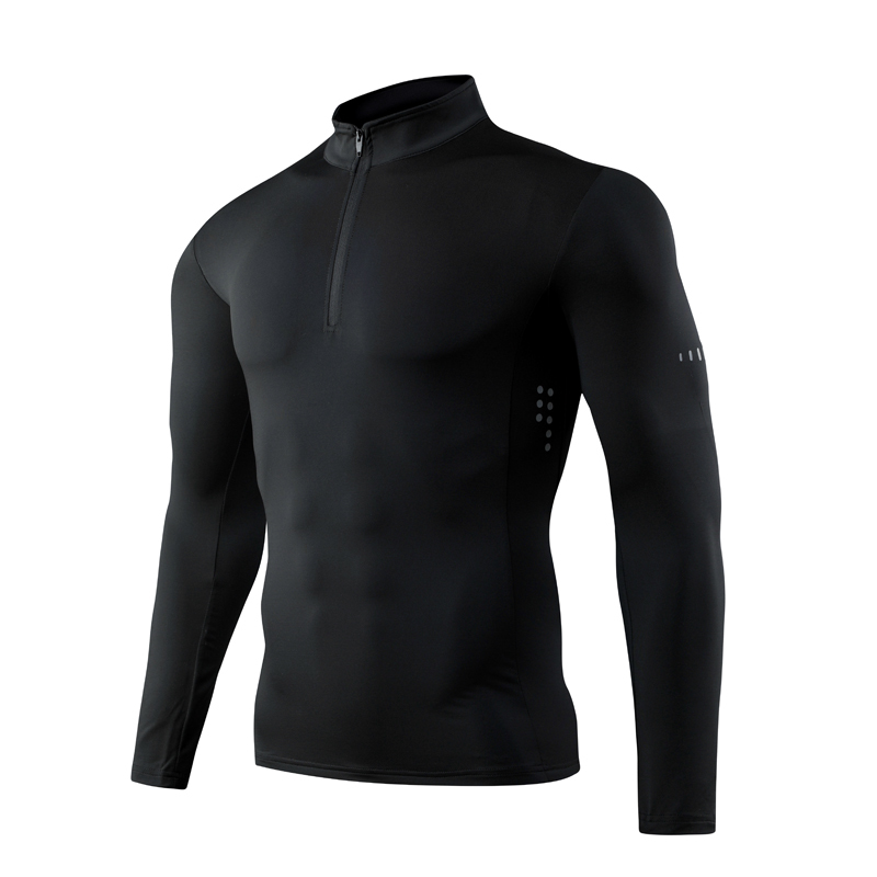 Quick Dry Running Shirt Men T-shirt Long Sleeve Compression Shirts Gym T-shirt Fitness Sport Cycling zipper Shirt Men Rashgard 201004