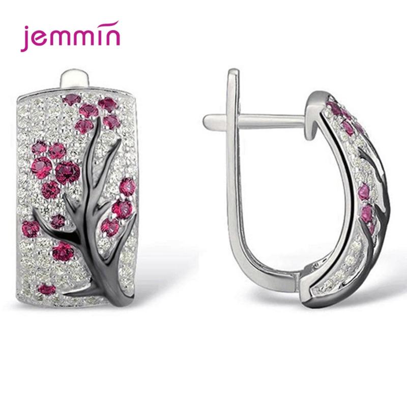 Romantic Cubic Zirconia Flower 925 Sterling Silver Plum Tree Branch Hoop Earrings Korean Style Shiny Wedding Party Jewelry
Romantic Cubic Zirconia Flower 925 Sterling Silver Plum Tree Branch Hoop Earrings Korean Style Shiny Wedding Party Jewelry
