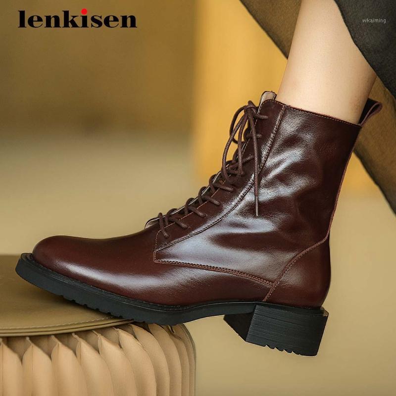 Lenkisen french vintage natural leather cross-tied classics round toe thick med heel zipper pretty girls maiden ankle boots L871, Black
Lenkisen french vintage natural leather cross-tied classics round toe thick med heel zipper pretty girls maiden ankle boots L871, Black