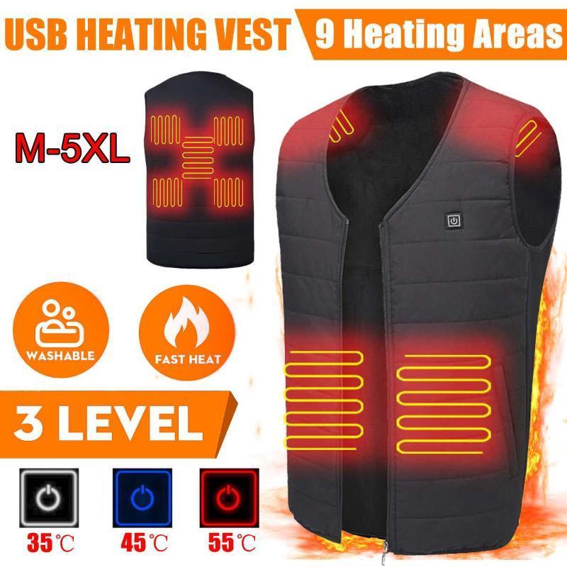 9 Areas Heated Vest USB Heating Jacket Men Winter Electrical Heated Jacket Outdoor Fishing Hunting Waistcoat Hiking Vest1, As pic