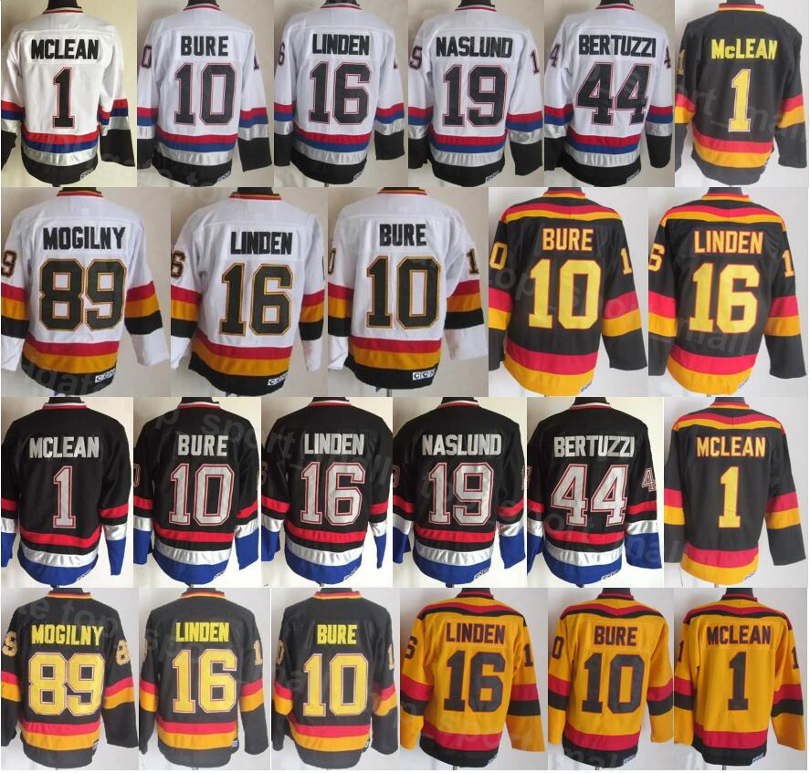 Men Vintage Retro Ice Hockey 10 Pavel Bure Jersey 1 Kirk Mclean 19 Markus Naslund 89 Alexander Mogilny 44 Todd Bertuzzi Home White Black Yel, Black;red
Men Vintage Retro Ice Hockey 10 Pavel Bure Jersey 1 Kirk Mclean 19 Markus Naslund 89 Alexander Mogilny 44 Todd Bertuzzi Home White Black Yel, Black;red