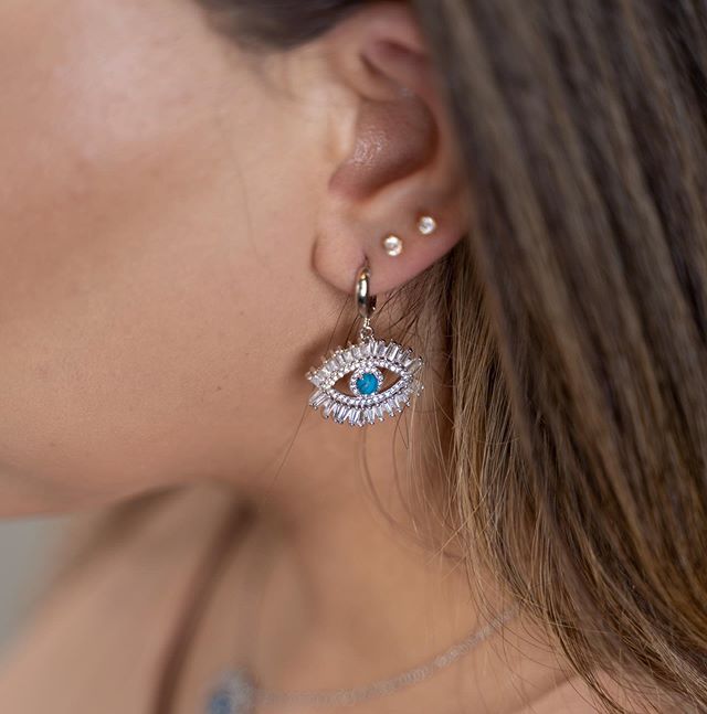 Popular Luxury Lucky Sweet Women Jewelry Dangling Evil Eye Earring Gold Silver Color Gorgeous Boho Turkish Earrings
