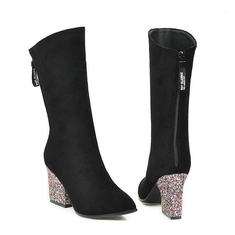 2020 Women Mid Calf Boots Fashion Bling Thick High Heel Short Boots Zipper Pointed Toe Women Winter Shoes Big Size 34-431, Black
2020 Women Mid Calf Boots Fashion Bling Thick High Heel Short Boots Zipper Pointed Toe Women Winter Shoes Big Size 34-431, Black