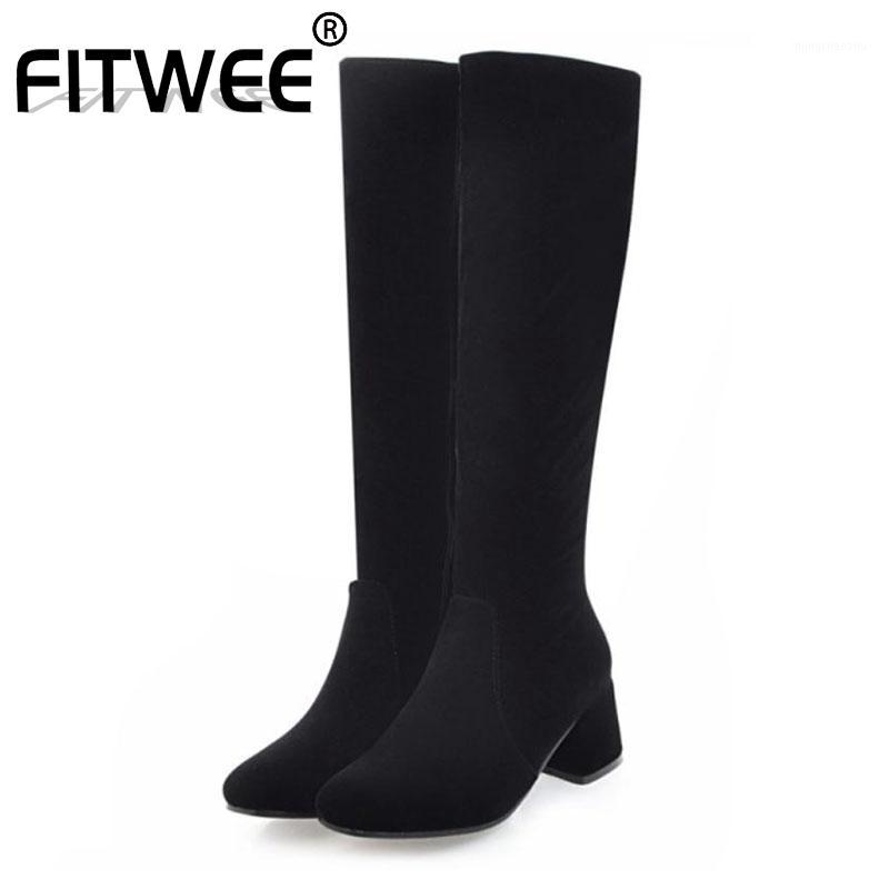 FITWEE New Women Knight Boots Side Zipper Thick Heels Knee High Boots Winter Warm Solid Color Women Footwear Size 34-431, Black
FITWEE New Women Knight Boots Side Zipper Thick Heels Knee High Boots Winter Warm Solid Color Women Footwear Size 34-431, Black
