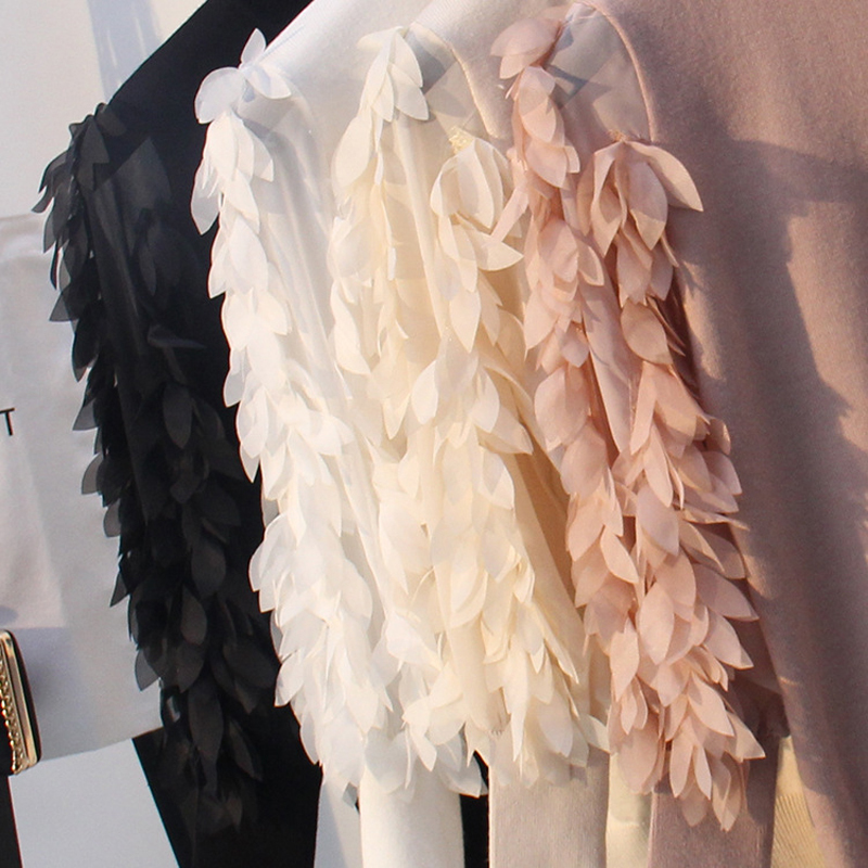 HLBCBG Ruffled Collar Knitted Women Sweater Spring Autumn Loose Jumper Fashion Flowers Sleeves Sweater and Pullover Femme Pull 201023