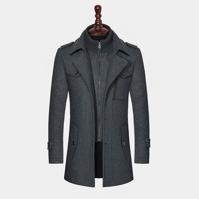 New Winter Wool Coat Slim Fit Jackets Fashion Outerwear Warm Man Casual Jacket Overcoat Pea Coat Plus Size MXXXL T200117