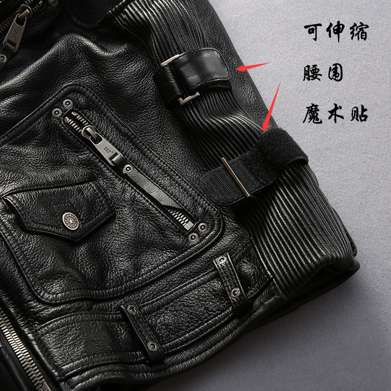 HA-102 Super Quality Mens Cool Rider Cow Leather Waistcoat Genuine Cowhide Motorcycle Stylish Vest 201128