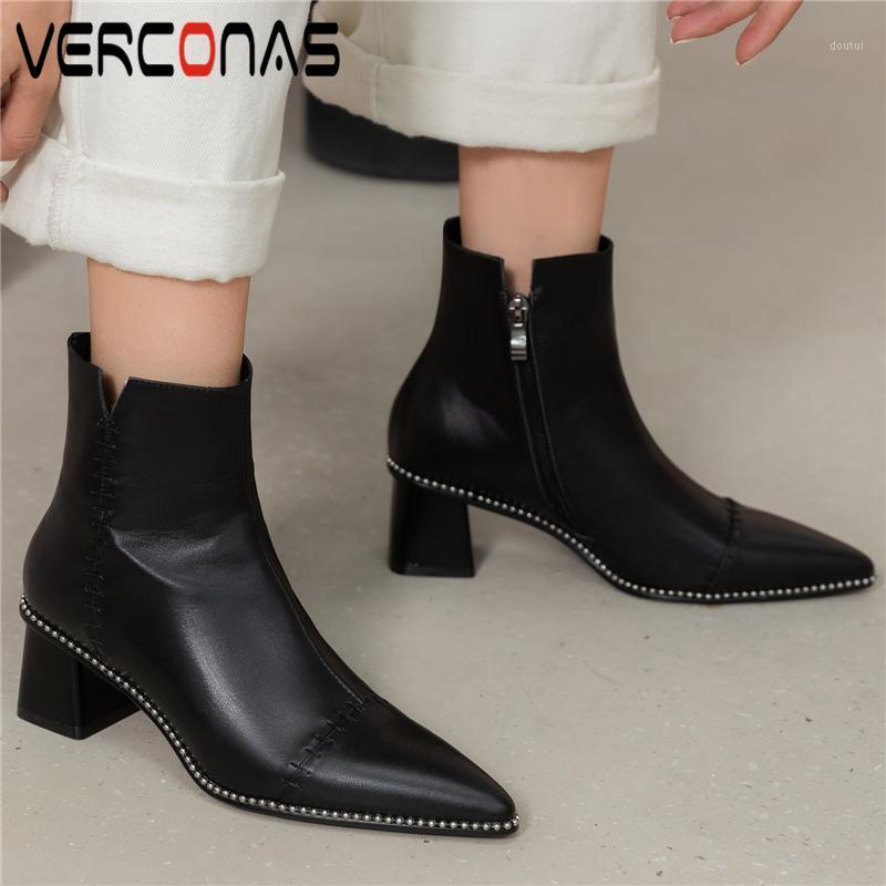 VERCONAS Office Lady Women Ankle Boots Autumn Shoes Woman Rivets Genuine Leather High Heels Side Zipper Pointed Toe Basic Boots1, White
VERCONAS Office Lady Women Ankle Boots Autumn Shoes Woman Rivets Genuine Leather High Heels Side Zipper Pointed Toe Basic Boots1, White