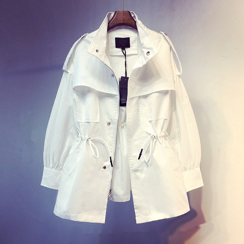 new Korean version of casual tooling windbreaker in the long section of loose jacket thin section women's tide 201211
