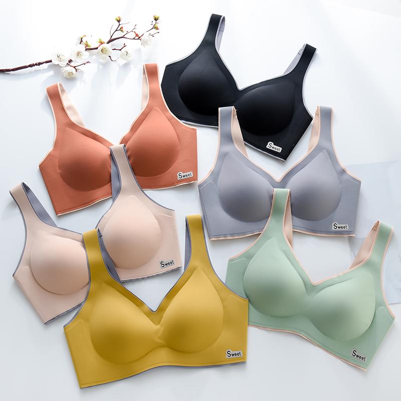 Thai natural latex seamless bra for women without underwire, underwire, one-piece tank top, thin, compact, underwire sports bra, Black
Thai natural latex seamless bra for women without underwire, underwire, one-piece tank top, thin, compact, underwire sports bra, Black