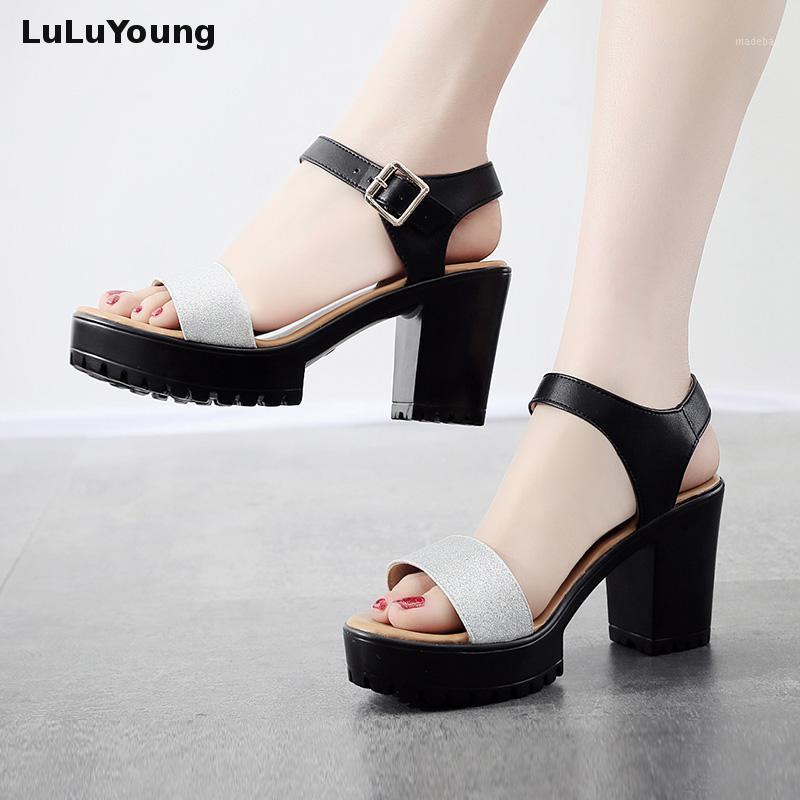 High Heel Sandals Women Summer New Thick Platform Sandals Plus Size Sandalias1, Black