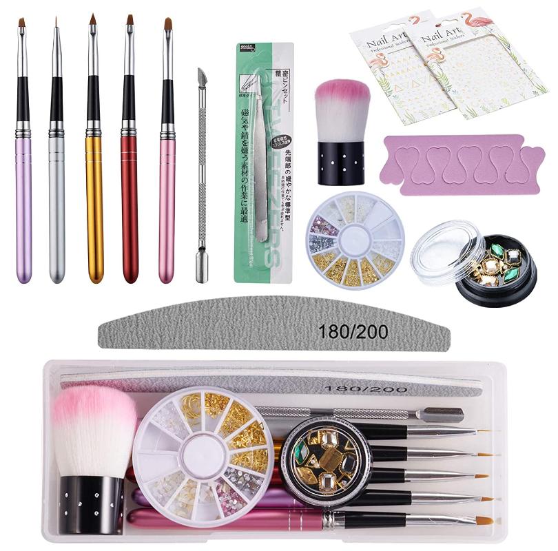 UV Gel Nail Brush Set Metallic Handle Brushes Nails Art Design Tools Kit with Rhinestones for DIY Nail Art Salon
UV Gel Nail Brush Set Metallic Handle Brushes Nails Art Design Tools Kit with Rhinestones for DIY Nail Art Salon