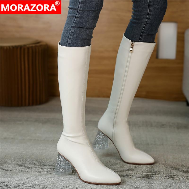MORAZORA 2021 New Genuine Leather Boots Women Round Crystal High Heels Knee High Boots Zipper Winter Shoes Party Wedding Botas, White not fur
MORAZORA 2021 New Genuine Leather Boots Women Round Crystal High Heels Knee High Boots Zipper Winter Shoes Party Wedding Botas, White not fur