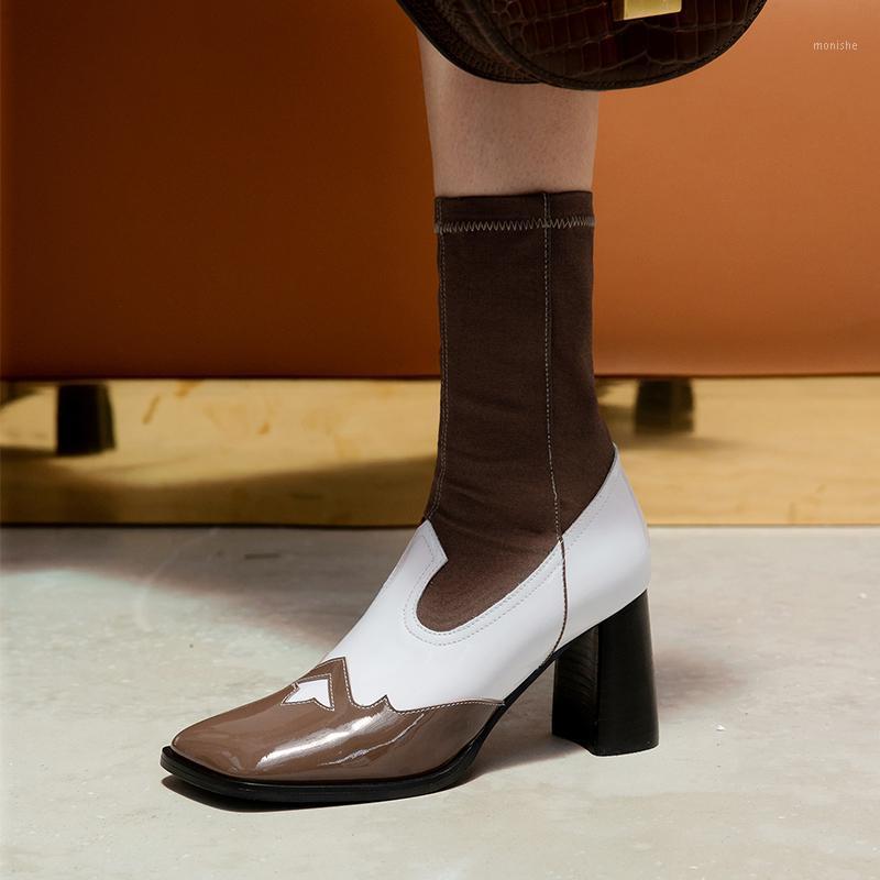 Mobetty New Fashion Leather Flok Breathable Thick Heel Sock Boots Slip-on Ladies Women Ankle Boots Botas Feminina Botas Feminin1, Black 
Mobetty New Fashion Leather Flok Breathable Thick Heel Sock Boots Slip-on Ladies Women Ankle Boots Botas Feminina Botas Feminin1, Black