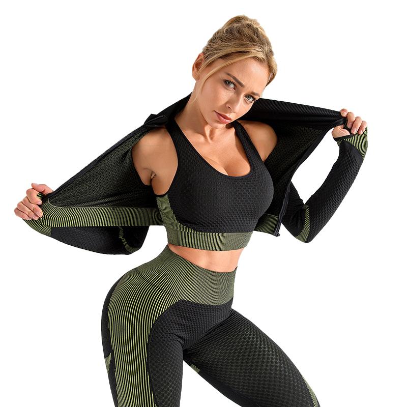CHRLEISURE 3 PCS Seamless Yoga Set Women Gym Suits Wear Sport Running Clothes Fitness Sport Bra Yoga Suit Long Sleeve Pants, Pink bra set
CHRLEISURE 3 PCS Seamless Yoga Set Women Gym Suits Wear Sport Running Clothes Fitness Sport Bra Yoga Suit Long Sleeve Pants, Pink bra set