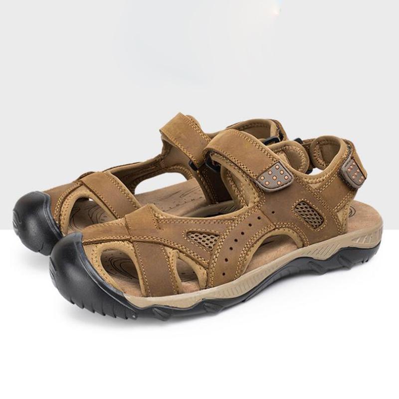Summer High Quality Genuine Leather Sandals Fashion Plus Size 47 48 Work shoes Men Breathable Sandals Man Flats Beach Men's shoe1, Brown
Summer High Quality Genuine Leather Sandals Fashion Plus Size 47 48 Work shoes Men Breathable Sandals Man Flats Beach Men's shoe1, Brown