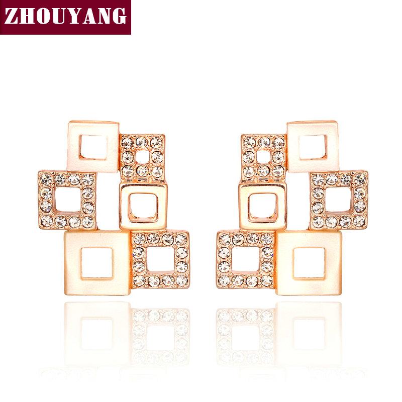 ZHOUYANG Smple Geometry Stud Earrings Top Quality White Gold Color Made with Genuine Austrian Jewelry Crystal E353
ZHOUYANG Smple Geometry Stud Earrings Top Quality White Gold Color Made with Genuine Austrian Jewelry Crystal E353