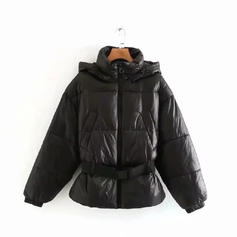 Vintage Chic Belt Waterproof Hooded Jacket Winter Fashion Women Parkas Elegant Ladies Pockets Thick Warm Cotton Padded Coat 201019