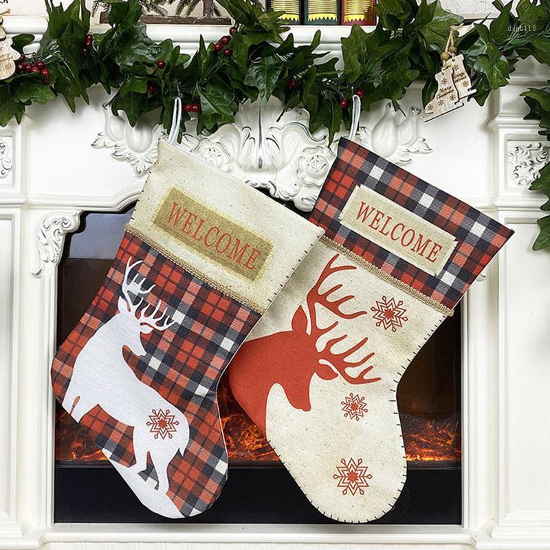 

Christmas Stockings Hanging Ornaments Gift Santa Claus Sock Gift Holders Kids Candy Bag Xmas Christmas Trees Decoration1
