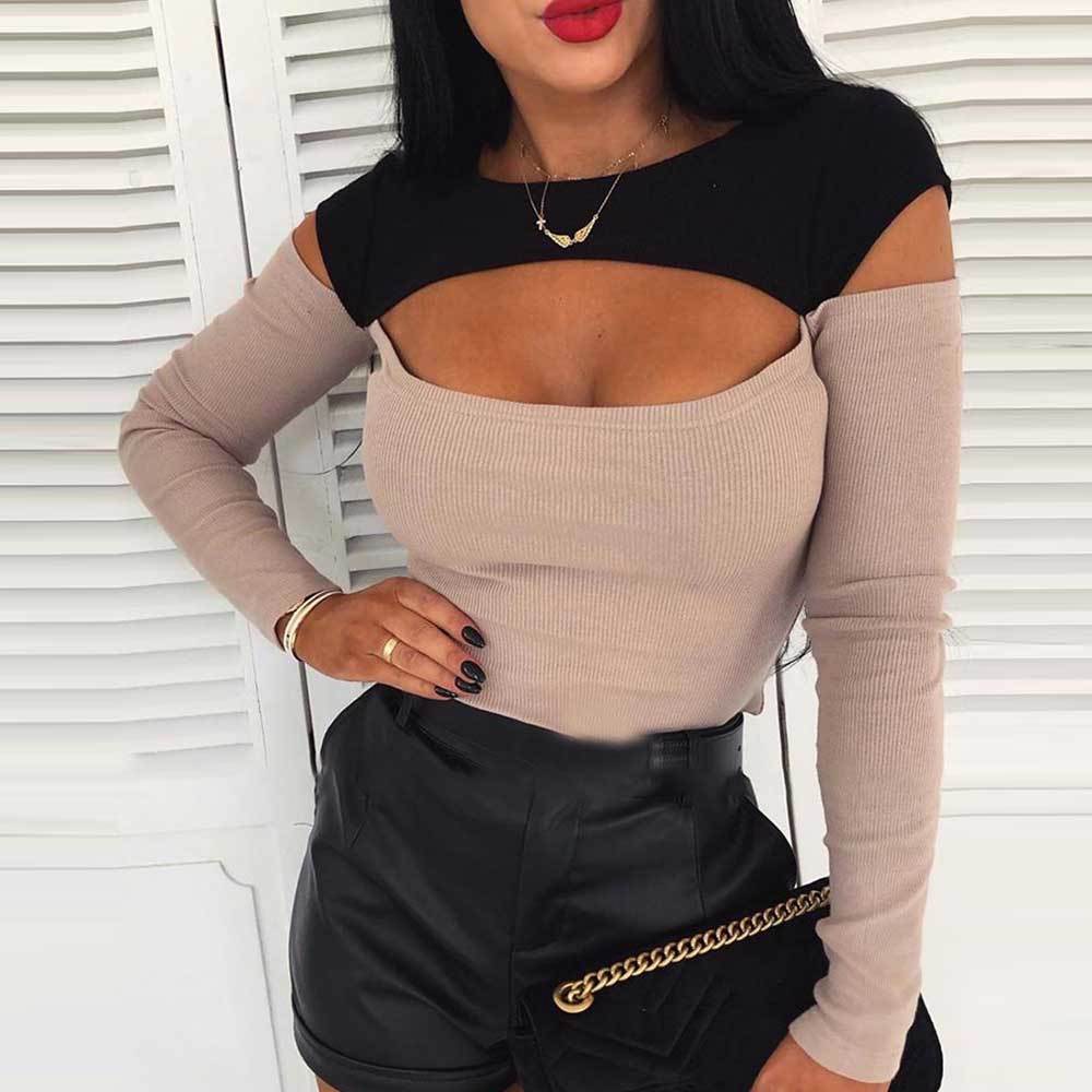 Women Hollow Out T-shirt Knitted O Neck Patchwork Long Sleeve Tee Shirts Ladies Knit Slim Fit Tops Spring Female Blusas D30 201125, Black
Women Hollow Out T-shirt Knitted O Neck Patchwork Long Sleeve Tee Shirts Ladies Knit Slim Fit Tops Spring Female Blusas D30 201125, Black