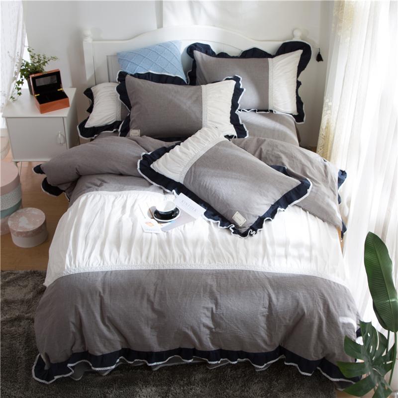 4Pcs Washed Cotton Fresh Princess Bedding Set Yarn Dyed Hand Fold Lace Duvet Cover Set Bed Skirt Size Pillowcases Queen, Daf11
4Pcs Washed Cotton Fresh Princess Bedding Set Yarn Dyed Hand Fold Lace Duvet Cover Set Bed Skirt Size Pillowcases Queen, Daf11