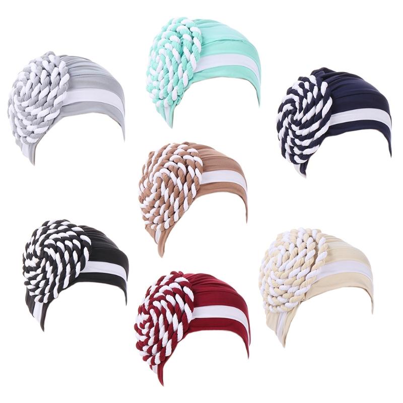 Women Muslim Pre-Tied Turban Hat Side Twisted Braid Beanies Headwrap Color Block Stripes Pleated Chemo Cap
Women Muslim Pre-Tied Turban Hat Side Twisted Braid Beanies Headwrap Color Block Stripes Pleated Chemo Cap