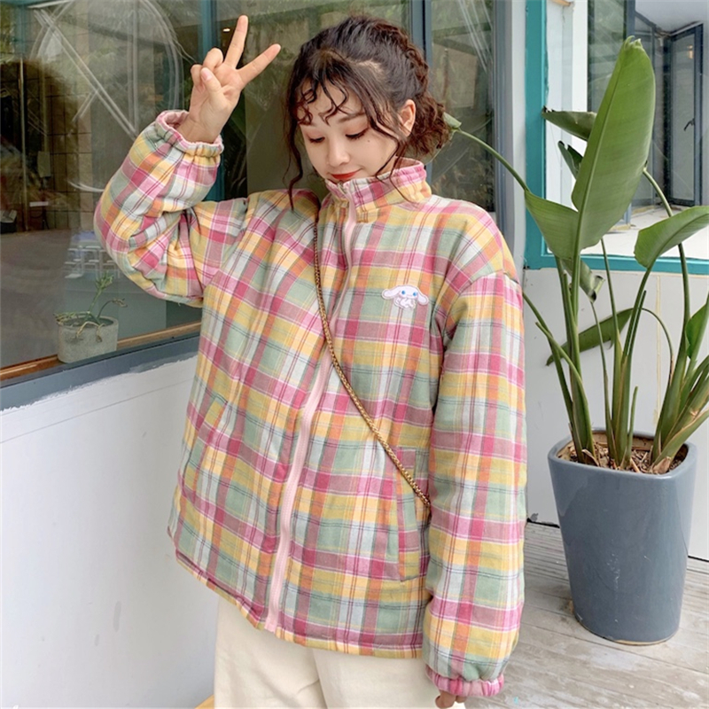Winter Double Sided Down Jacket Women Japanese Harajuku Cotton Coat Loose Warm Women Padded Winter Outerwear Reversible Jacket 200928