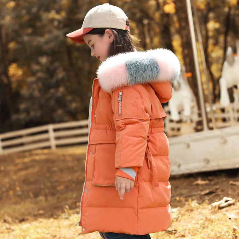 Stitching Color Fur Collar Girls Down Jacket Big Children's Winter Clothing Kids Fashion Thicken Parka Winter Outerwear 2020, Orange
Stitching Color Fur Collar Girls Down Jacket Big Children's Winter Clothing Kids Fashion Thicken Parka Winter Outerwear 2020, Orange