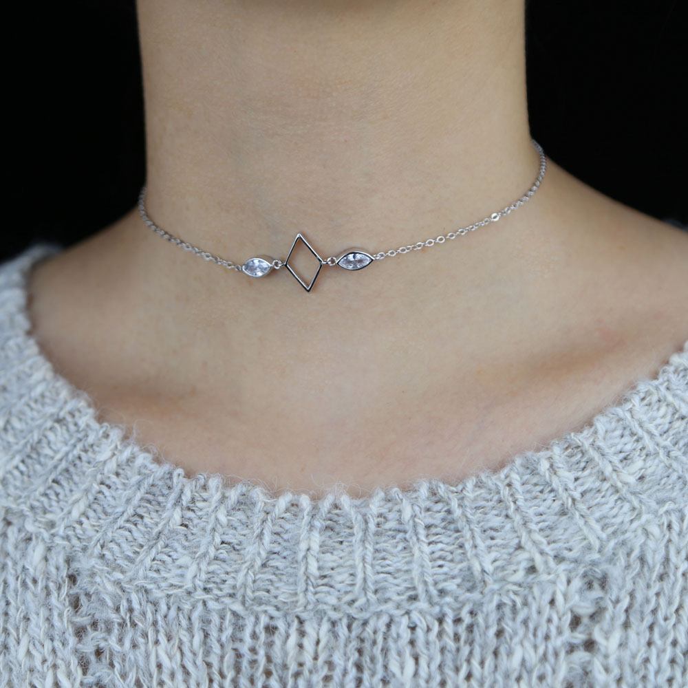 2021 NEW arrived water drop cz paved with hollow square shape charm necklace for women multi layer sexy elegant choker jewelry Gifts