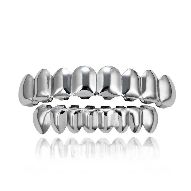 New Teeth Grillz Top Bottom 18K Gold Silvery Color Grills Dental Mouth Hip Hop Fashion Jewelry Rapper Jewelry 6 Styles Xcvcu