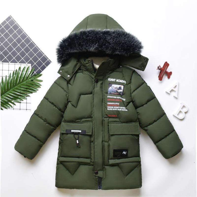 winter children's clothing children's boy cotton padded warm down jacket in the big boy baby long coat coat LJ201130