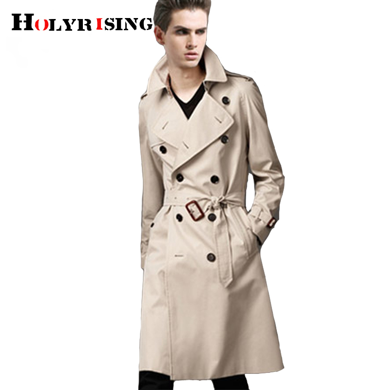 Holyester Men trench coat Business Men's windbreakers Solid Color Long Men Fashion Autumn Jackets S-5XL 18998 201128