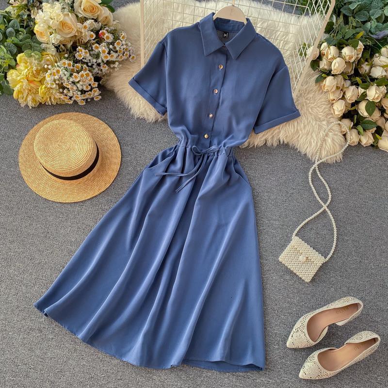 slim 2021 polo neck summer midi long blouse dress a-line party vestido de festa dresses women casual elegant office vestidos, Black;gray
slim 2021 polo neck summer midi long blouse dress a-line party vestido de festa dresses women casual elegant office vestidos, Black;gray