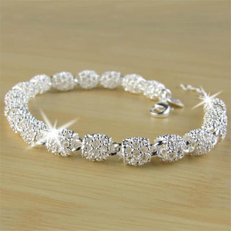 Charm Bracelets Silver Plated Hollow Lucky Bead Bracelet Christmas Gift