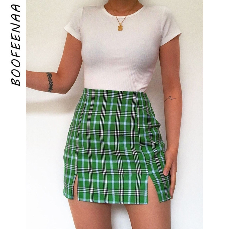 BOOFEENAA Green Plaid Split High Wasted Mini Skirt Spring Vintage Sexy Pencil Skirts Womens Kawaii Ropa Mujer C71-I67 Y200326
BOOFEENAA Green Plaid Split High Wasted Mini Skirt Spring Vintage Sexy Pencil Skirts Womens Kawaii Ropa Mujer C71-I67 Y200326