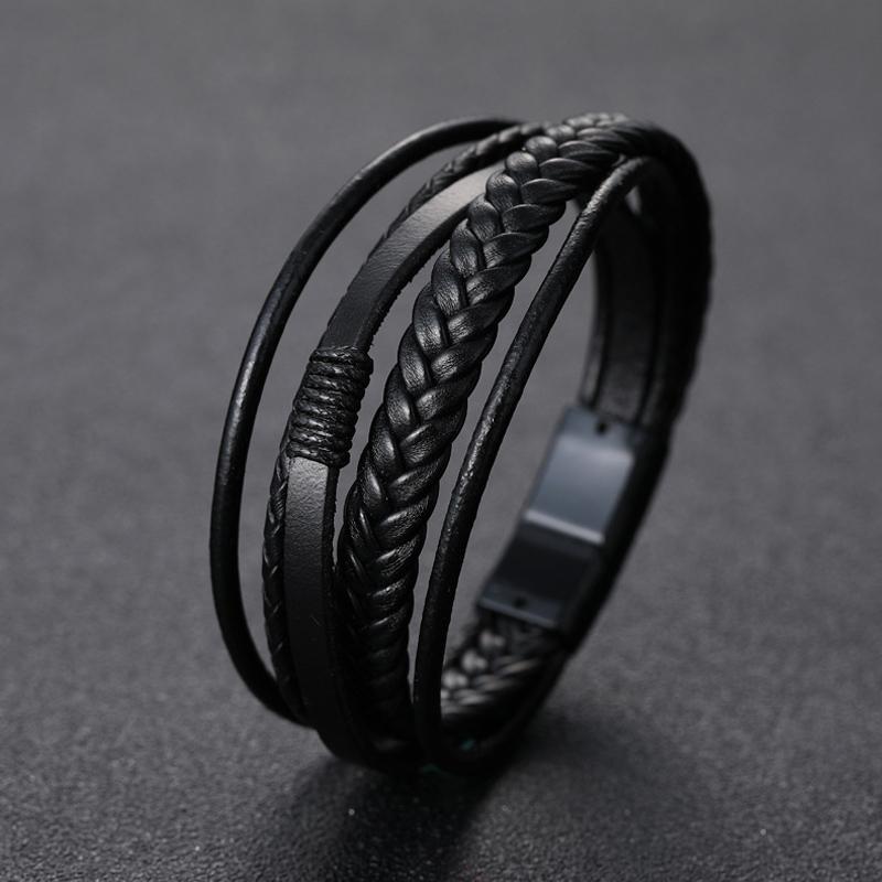 NIUYITID Men's Bracelet For Men Multilayer Black Leather Magnetic Bracelet Birthday Gift Pulseras Hombre 2020
NIUYITID Men's Bracelet For Men Multilayer Black Leather Magnetic Bracelet Birthday Gift Pulseras Hombre 2020